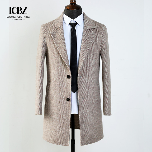 Gender-Neutral Double-Sided Woolen Coat with Word Pattern Zipper Closure and Cashmere