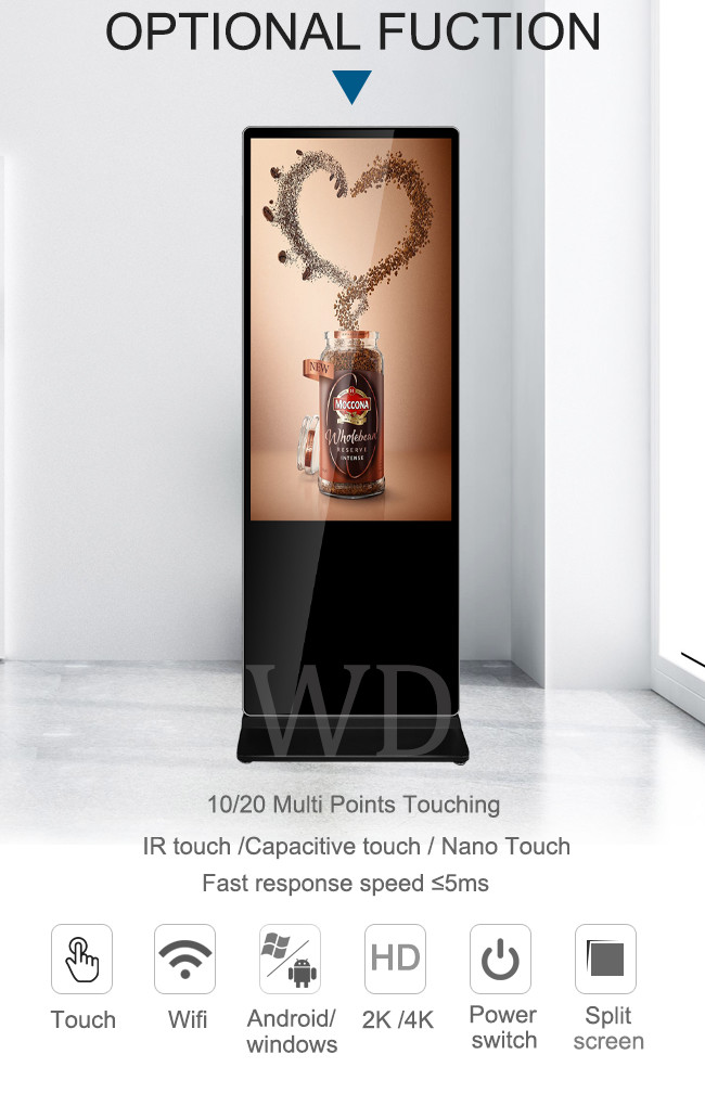 AC100- 240V Grade A Floor Standing Lcd Digital Signage For Marketing Application