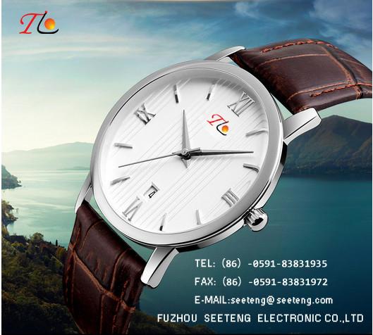 PU Leather wrist band couple watch black dial or white coupe quartz watch