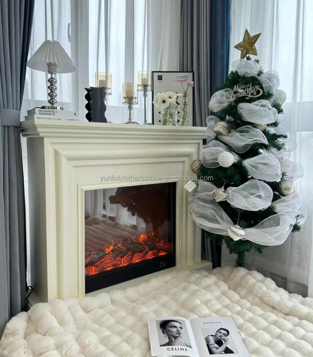 Coal Fireplaces Modern Italian Style Marble Sofitel Fireplace Mantel for Indoor Decor