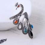 Vintage Open Adjustable Thai 925 Silver Multicoloured Gemstone Marcasite Ring