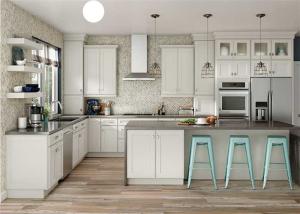 Quality Modular Solid Wood Kitchen Cabinets Paint Door Finish Blum / Dtc Hardware wholesale