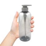 Thick Walled 500ml Gray Transparent PET Material Flat Press Pump Plastic Bottle