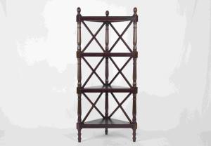 China Walnut Soild Wooden Corner Shelf 4 Tiers , Multi Purpose Storage Rack Living Room on sale
