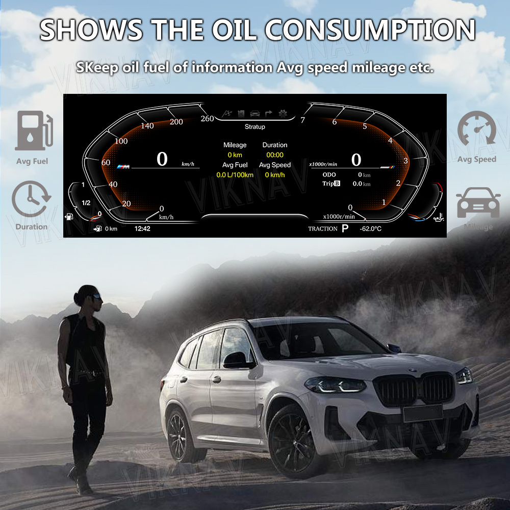 Viknav IPS Screen For BMW 7 Series E65 E66 (2001-2008) 12.3 inch Upgrade Smart Cluster Digital Dashboard Speedometer