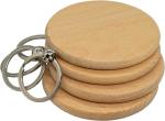Ecofriendly Blank Wooden Key Chain Laser Engraving Logo Round Shape Wood