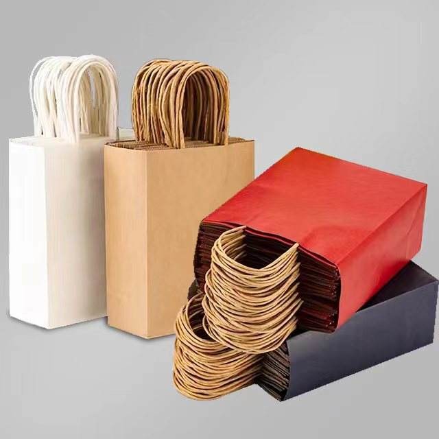 Custom Printed Recyclable Shopping Clothing Gift Bag Kraft Paper Bags with Your Own Logo