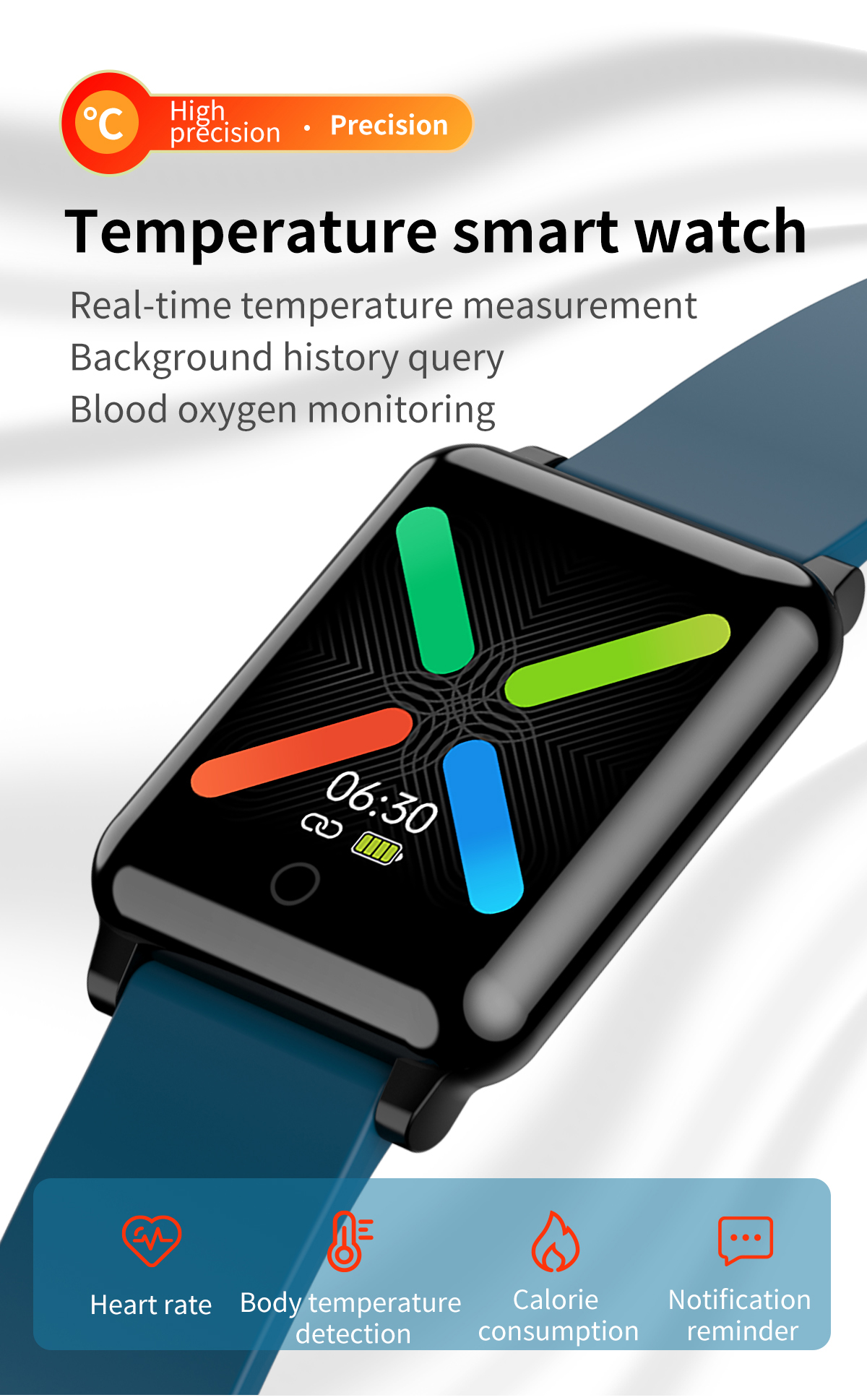 Magnetic Metal Watch Band F52 Accurate Temperature Measurement Smartwatch
