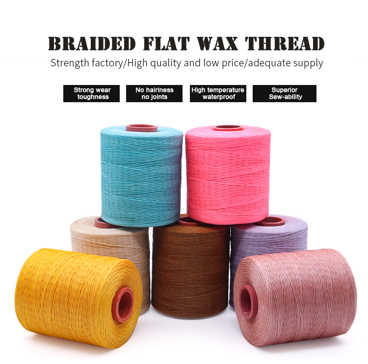 Kangfa 0.8mm 1mm Polyester Handmade Braid Waxed Thread High Tenacity for Leather Goods