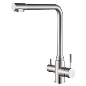 Quality 304 Stainless Steel 2 Way Basin Hot And Cold Taps 360 Rotating Kitchen Sink Faucet wholesale