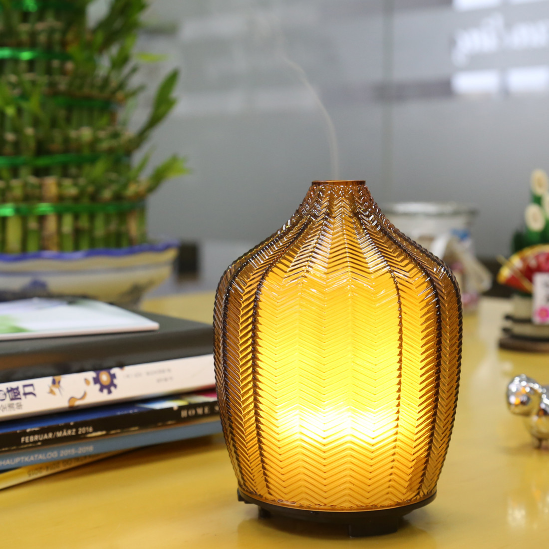 Homefish OEM Commercial Art Glass Aroma Diffuser Nebulizer Essential Oil 120ml Scent Machine Ultrasonic
