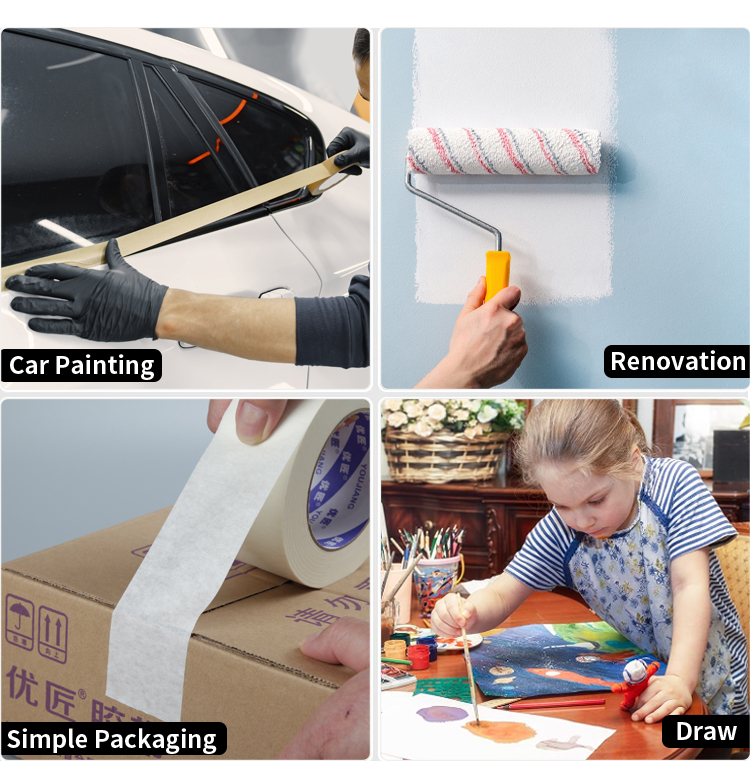 Custom Rubber Adhesive Crepe Painters Masking Tape 48mm White Masking Tape