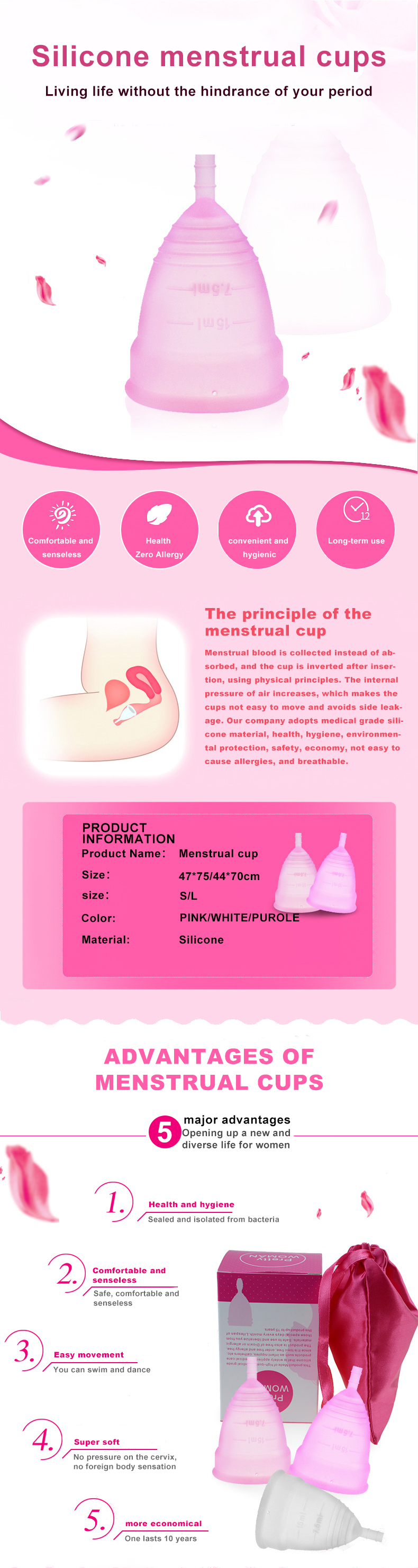 15ml Capacity Reusable Medical Silicone Menstrual Cup