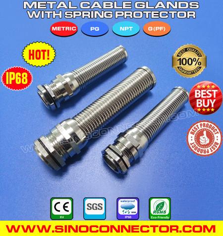 IP68 Liquid Tight Metal (Brass) Strain Relief Cable Glands with Spiral Flex