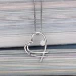 Women White Gold with Diamonds Love Heart Pendant Necklace (GDN015)