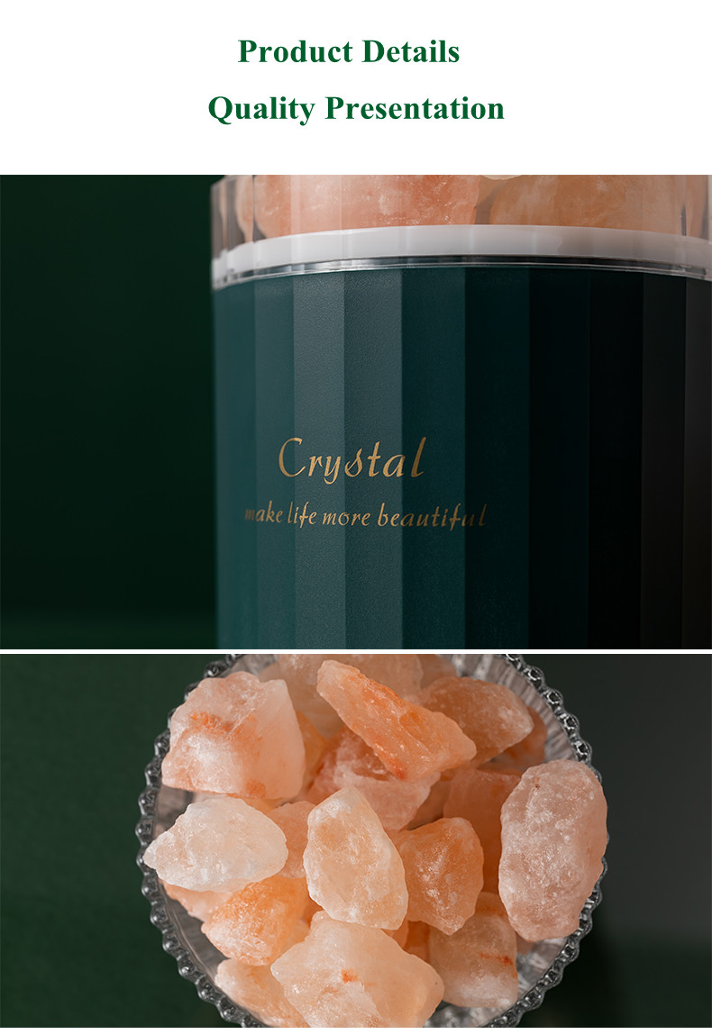 Portable Crystal Himalayan Salt Lamp Ultrasonic Air Humidifier With Soothing Atmosphere Lamp