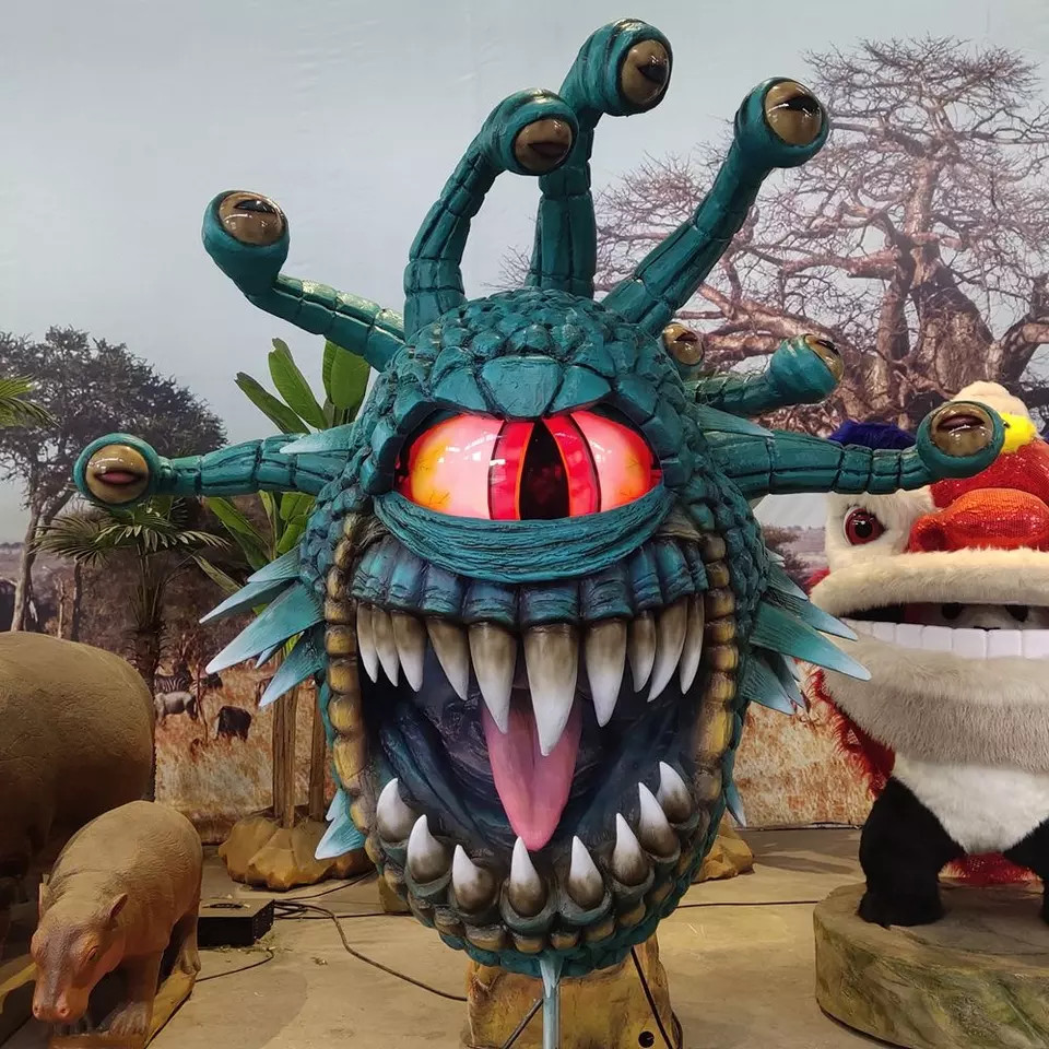 Handmade Lifelike Animatronic Dragons Simulation Beholder Sculpture With Movements