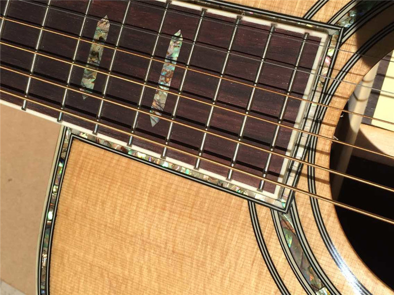 Wholesales custom 41" 45D 20 frets solid Top Real peral inlay acoustic guitar with colorized shell edge