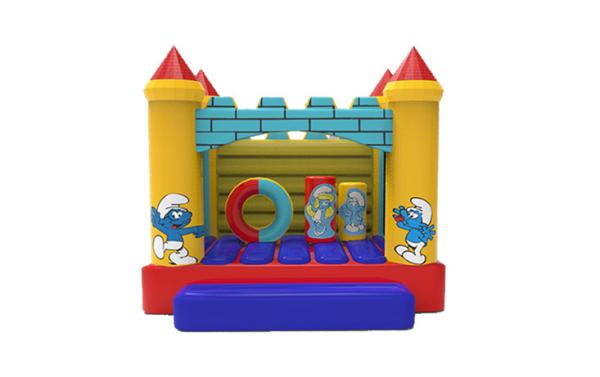 Cheap Commercial Grade Small Size Inflatable Smurfs Jumping Bounce House for sale