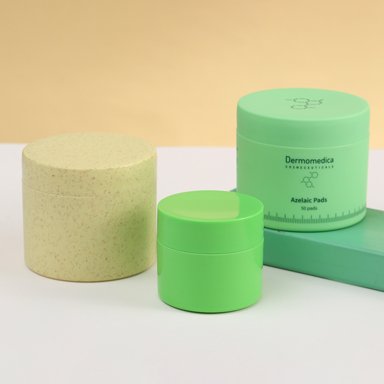 Wheat Biodegradable Cosmetic Containers Recyclable 100% PCR PLA Material Straw Cream Jar Green 2oz 3oz 8oz Free Samples