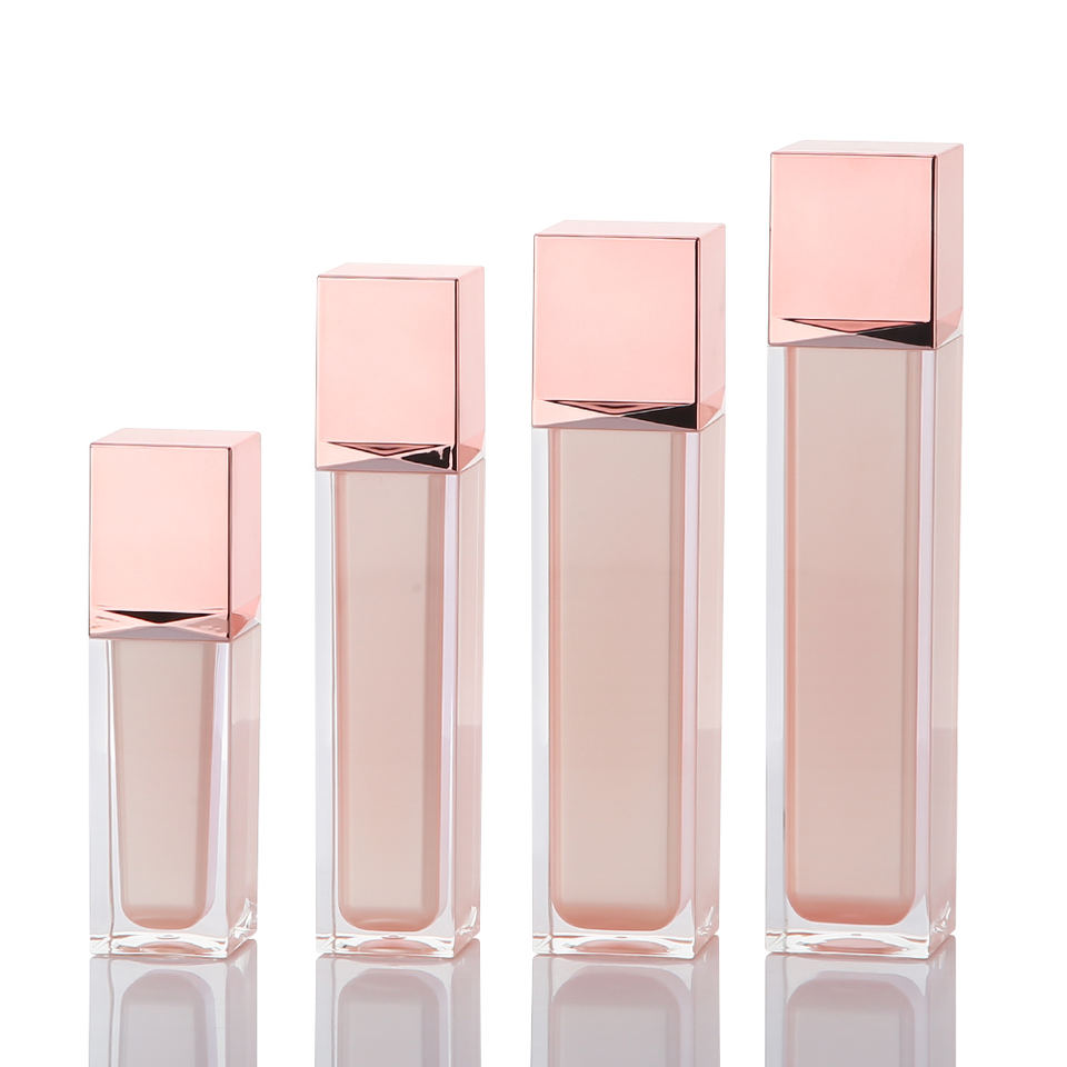 15ml 0.5oz Square PMMA Airless Plastic Lotion Bottles With Aluminum Snap On Cap