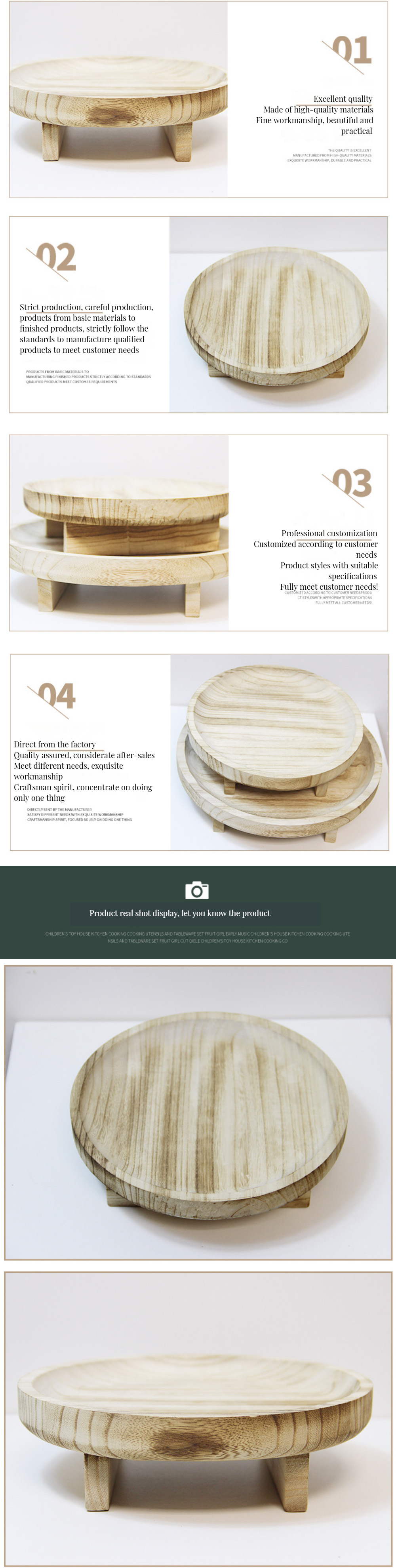 Customized Logo Acceptable Wood Stool for Baking Dishes Pans in Natural Wood Color
