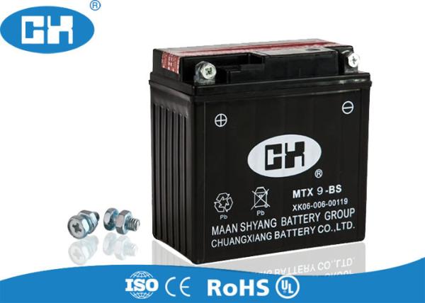 Dry Cell 12v 9ah Battery Motorcycle , Black 125cc Scooter Battery 135 * 76 *