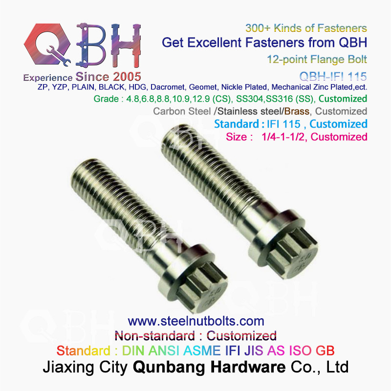 QBH 1/4-1-1/2 IFI 115 Carbon Steel/Stainless Steel 12 Point Screws IFI115 Flange Spline Bolts