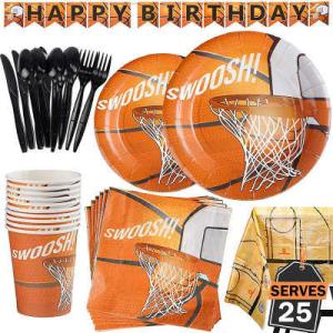 Quality Wholesale Birthday Basketball Theme Party Supplies 9 Inch Plate 10 People Set Party Decoration wholesale