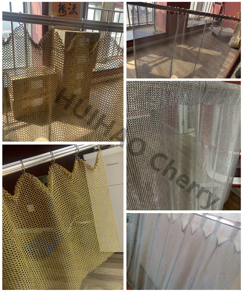 Stainless Steel 316L Chain mail fireplace screen Customized Easy To be Hanged