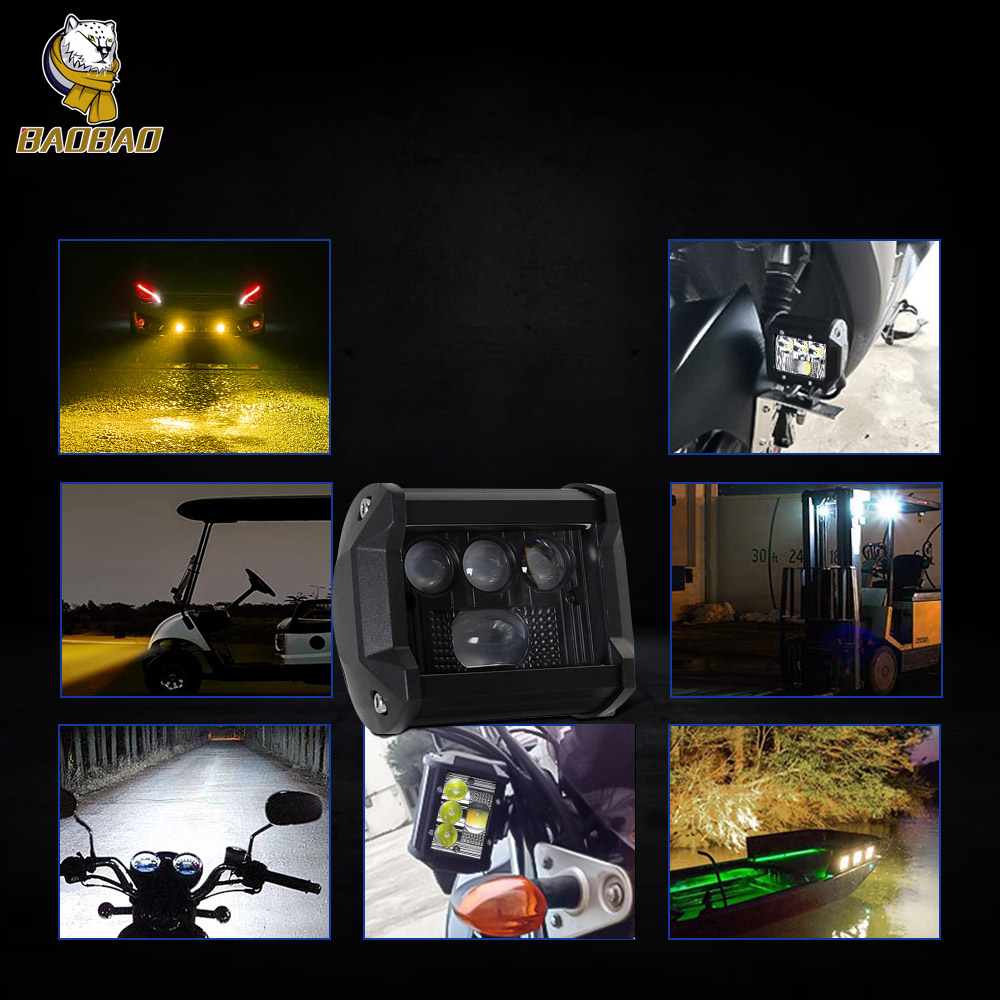 White Yellow Flash Aluminum 80V Car Universal LED Outdoor Work Light
