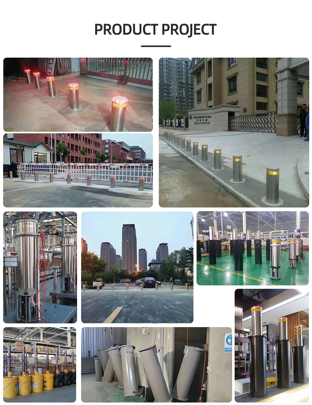 Industrial Roadway Traffic 800mm Electric Rising Bollards 8K Mirror Surface