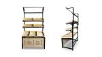 cash counter snack shelf wood gondola shelving wooden display gondola for vine.