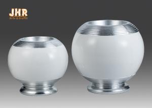 Quality Decorative Modern Footed Fiberglass Flower Pots With Silver Leaf Finish wholesale