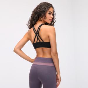 Quality Padded Yoga Moisture Wicking Shockproof Bra Cross Back Round Neck Sports Bra wholesale