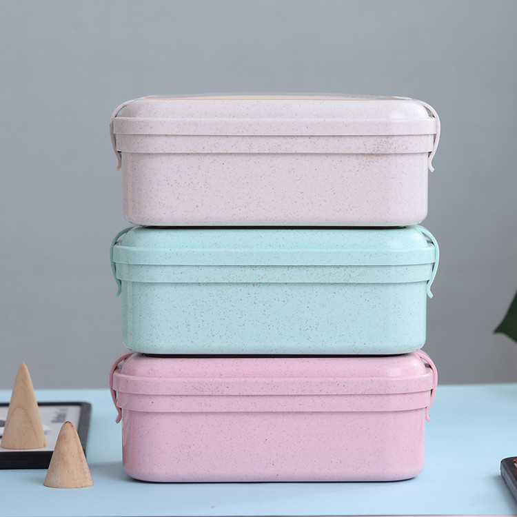 800ml Student Wheat Straw Lunch Box Sealed Single Layer