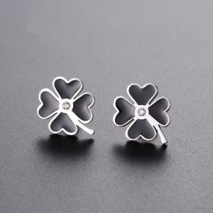 Quality Custom fashion four leaf clover jewelry earrings stainless steel metal lucky you enamel stud earrings wholesale