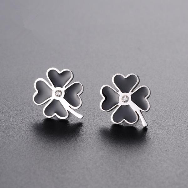 Custom fashion four leaf clover jewelry earrings stainless steel metal lucky you