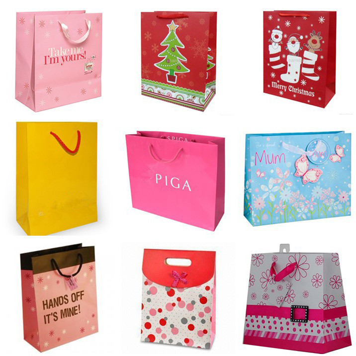 Custom Coated Paper Shopping Bags , Luxury Foldable Paper Bag With Handle