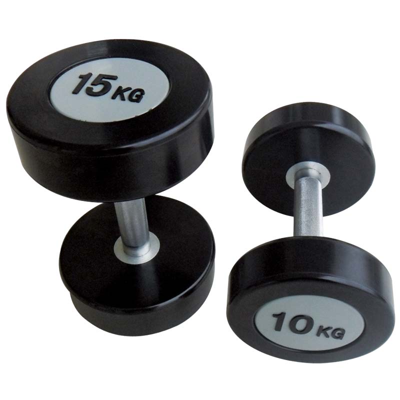 PU Weight Lifting Dumbbell 50kgs Rubber Round Dumbbell Customized Logo