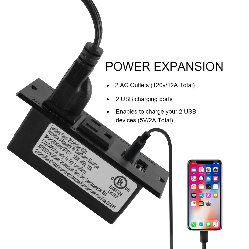 Conference Recessed Table Outlet Desktop Power Strip With 2 USB Port
