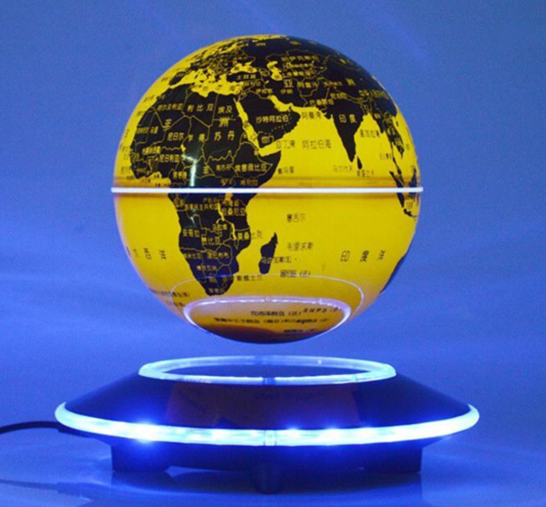 led light UFO floating levitation globe, magnetic levitation bottom 6inch globe lamp light for decor gift