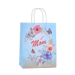 Quality Luxury Packaging Style Brown Kraft Paper Tote Bag for Mother's Day Celebration wholesale