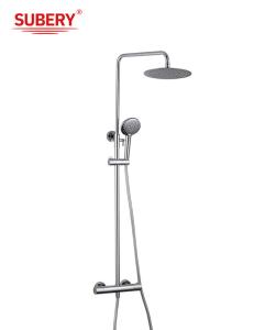 Quality Temperature Adjustable Thermostatic Faucets Shower Exposed Mixer Column Set Chrome Brass wholesale