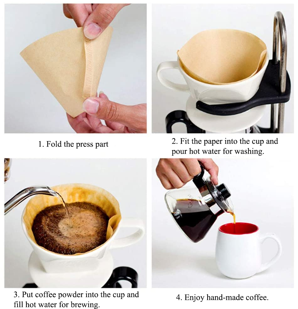 Cone Disposable V60 Drip Coffee Filter Bags Unbleached Natural Paper