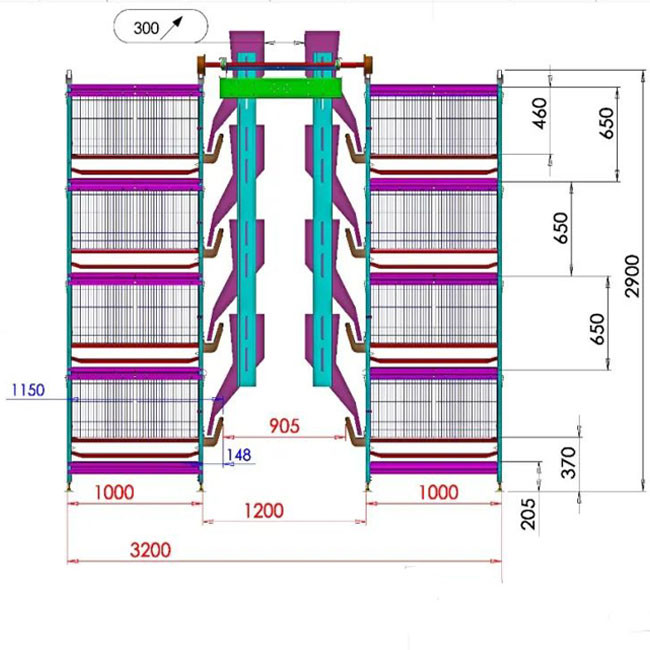 Poultry Farm Broiler Chicken Cage Galvanized Steel Automatic H Type Q235A