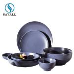 Round Plain Purple Modern Porcelain Dinnerware Sets 1280C Fired