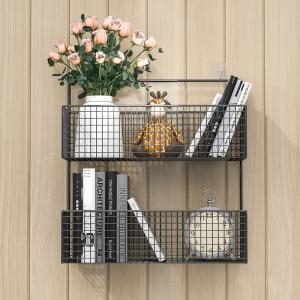 Quality Wall Mounted 10kg Bearing 2 Tier Wire Storage Basket wholesale