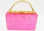 Customize Jewel Pink Acrylic Clutch Bag Lucite Frame And Small Box Sized
