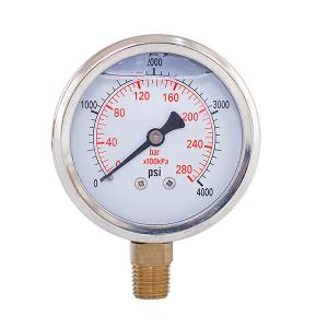 Quality 4000Psi 2.5 Inch Dial Dual Scale Liquid Filled Pressure Gauges wholesale